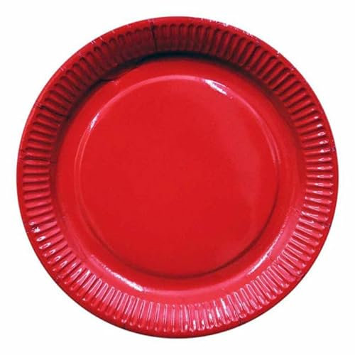 Lot de 10 Assiettes en Carton Rondes 23cm Rouge