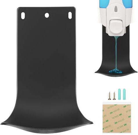 ZIOZERTT Spender-Abtropfschale, Wandhalterung, Seifenspender-Halterung, Wäschewaschmittel, Tropffänger verhindern Tropfen und Sprühen, leicht zu reinigen (schwarz)