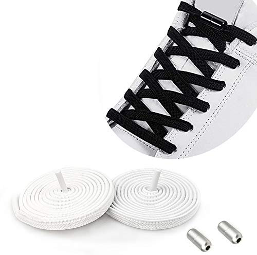 Lacets Élastiques pour Adultes et Enfants| Élastiques Sans Nœuds Cravate Lacets/No Tie Lacets en Silicone/Lacets Sans Laçage-Élastiques Lacets avec Fermeture en Métal Lacets pour Toutes les Chaussures
