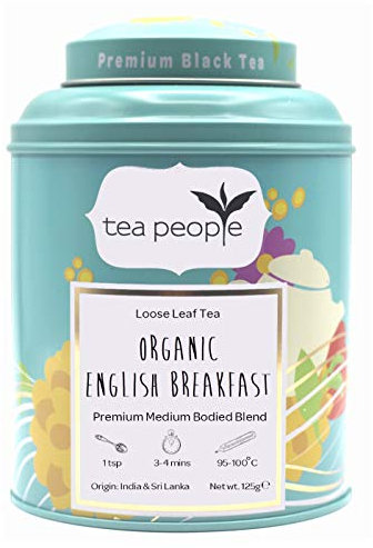 Tea People Organic English Breakfast, Loose Leaf Black Tea In A Tin Caddy, 125 g