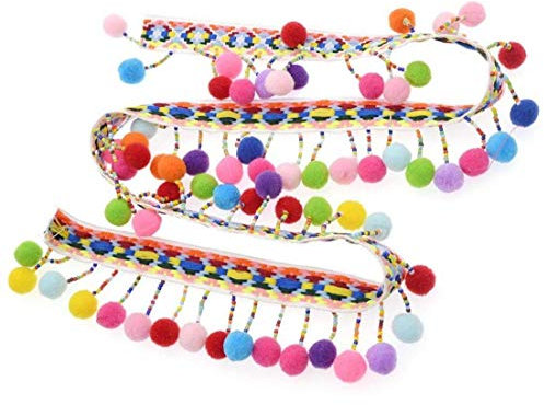 Pom Pom Ball, Fringe Trim Band Pom Pom Spitzen für Hand Crafts Kleidung Nähen Spitze-Band-Tassel-DIY