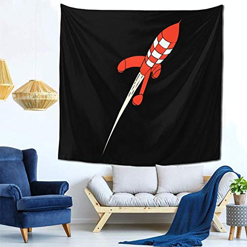 KJKL Tim Und Struppi Destination Moon Rocket Tapisserie Tagesdecke Tim Und Struppi Adventures Wandtuch Polyester Picknickdecke Neuheit