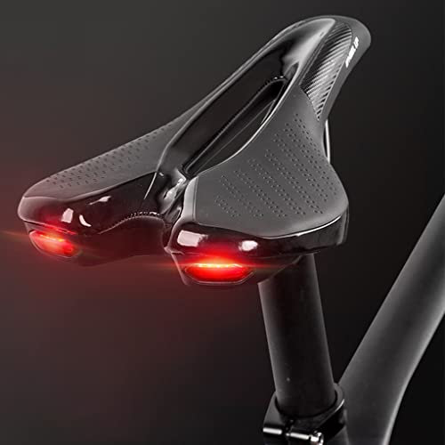 Fahrradsattel Rennradsattel-Fahrradsitz mit Warn-Rücklicht USB Wiederaufladbarer Mountainbike-Rennen Pu. Atmungsaktives weiches Sitzkissen Fahrradsitzbezug