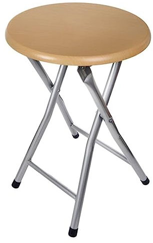 Acan Taburete Plegable Multiusos con Asiento de Madera y Estructura metálica, banqueta con reposapiés, Cocina, salón, Camping, 45 x 30 x 30 cm