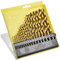 Juego de Brocas Helicoidales de Acero de Alta Velocidad Métricas HSS Gold Cobalt de 19 piezas Juego de Brocas Helicoidales de Acero Cobalto de 1,0 a 10 mm para Acero Inoxidable Madera Metal Aluminio