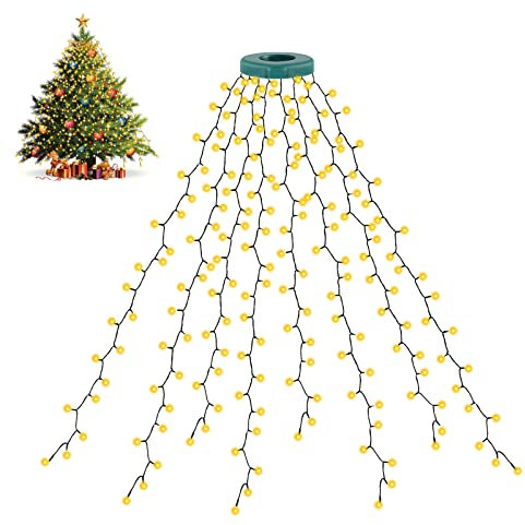 cshare Luces del árbol de Navidad con anillo, 280 LED con 8 hilos 2m cadena de luz
