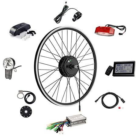 windmeile | E-Bike Umbausatz, Nabenmotor Hinterrad, Schwarz, Professional, 26', 48V/250W, Controller, Daumengas, Display, Lichter, Bremssensor, Pedalsensor, Controller-Box, E-Bike, Pedelec