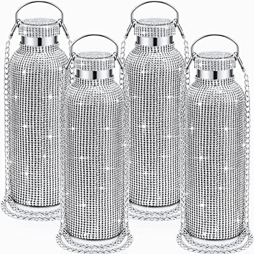 Sieral Diamant-Flaschen, 750 ml, Glitzer-Wasserflaschen, Strass, Edelstahl, isolierter Becher mit Kettenbürste, für Frauen, Mädchen, Mutter, Braut, Brautjungfern, Hochzeit, Geburtstag, Reisen,