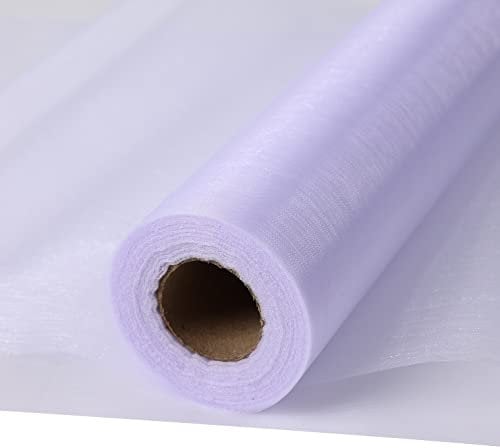 30m x 30cm Stoff Tischläufer Tüll Rolle Organza Transparent Rolle Organza Durchscheinender Stoff Elegant Dekotuch für Hochzeit Stuhl Tischdekoration DIY Handwerk (Weiß)