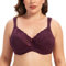 MELENECA Donna Reggiseno Pizzo Minimizer Taglie Forti Cinghie Imbottite Coppa Piena con Ferretto Vino D'uva 5G