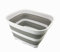SAMMART 15L Collapsible Dishpan with Draining Plug - Foldable Washing Basin - Portable Dish Washing Tub - Space Saving Kitchen Storage Tray (White/Grey)