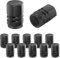 CGEAMDY Tapa de Válvula de Neumático, 12 Piezas Cubrepolvo de Aluminio para Rueda de Coche, Impermeable y Resistente, Válvula de Neumático Universal para Coches, Camiones, Motos, SUVs (Negro)