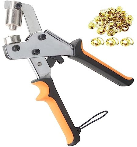Ösenzange Set: Profi Ösenzange (Ø 10mm) Magnetische Ösenpresse mit 500 Ösen, Sichere Ösenpresse, Lochzangen Set, Ösenstanze, Ösenzangen und Ösen Set für Planen Stoffe Leder Sonnensegeln