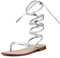 QUEEN HELENA Sandali Infradito alla Schiava Bassi con Lacci Casual Donna Y3008 (Argento, numeric_35)