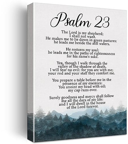 Zauly Christliche Leinwandbild, Psalm 23 The Lord is My Shepherd, Leinwanddruck, Wanddekoration, gerahmt, Taufgeschenk, 30,5 x 38,1 cm, fertig zum Aufhängen