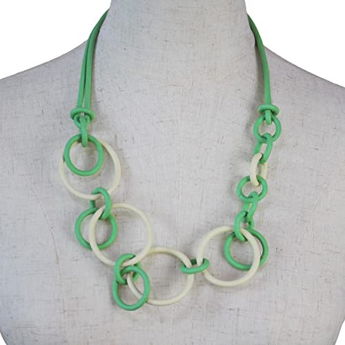 Bysonglezai Halskette Damen Ketten Anhänger Frauen Geschenk Kontrastfarbe Statement Halsketten Für Frauen Böhmen Gummiseil Anhänger Halskette Zubehör Geschenk Grün