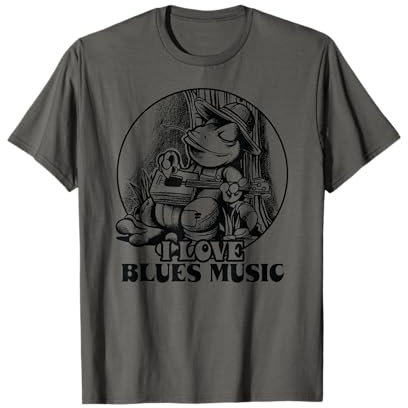 Delta Blues Frosch mit Gitarre – I Love Blues Music T-Shirt