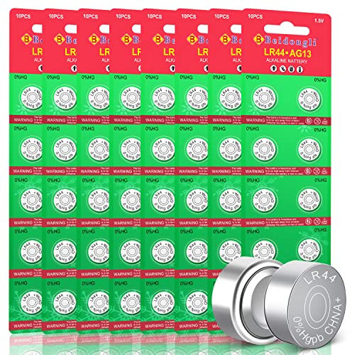 Beidongli Batteria a bottone AG13 LR44, 1,5 V, senza mercurio, 80 pezzi (357/357A/L1154/A76/GPA76)