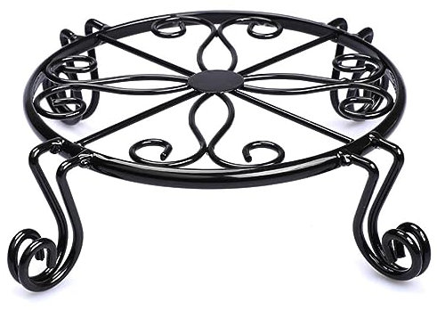 OnIUeZky Soporte de Plantas Negras para macetas de Flores Soportes en macetas de Mesa Pesada Cubierta de jardín de Hierro a Prueba de Metal a Prueba de óxido Soportes Redondos
