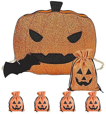 VALICLUD Kürbis Umhängetasche Halloween Teufel Teufel Umhängetasche Pu Leder Handtasche Trick Or Treat Tasche (Golden2)