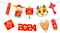 Happy New Year Banner, 2024 Drachen Neujahr Party Banner, Rot Gold Happy New Year Bunting Banner, Vormontierte Frühlingsfest Wimpelkette Girlande für Home Office Party