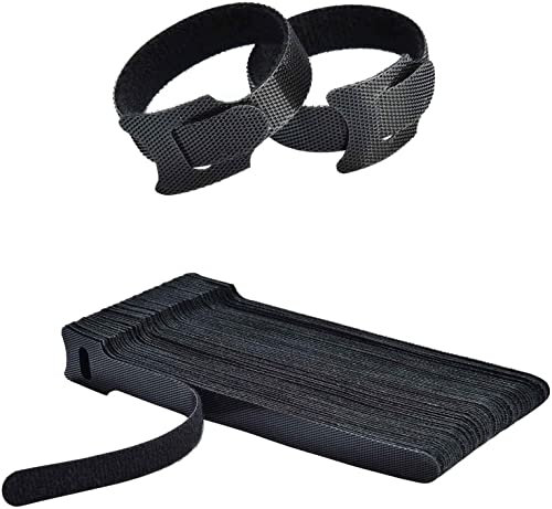 50 pcs Scratch Serre Cable Bande,Sangle Réutilisable Câble Management Facile à Couper pour Attacher Les Câbles, Fils PC/Électriques, Noir,150mmx12mm