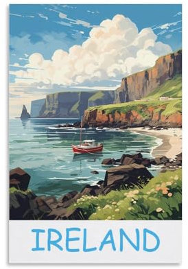 JavoN Irland Vintage-Reiseposter, 40 x 60 cm, Leinwand-Kunst, Poster und Wandkunst, Bild, Druck, Schlafzimmer-Dekor