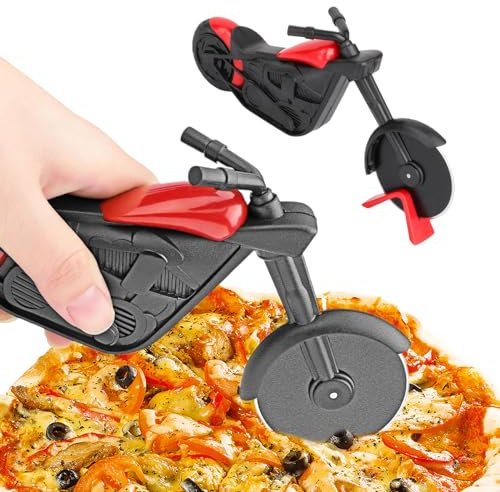 HAPPOW Motorrad Pizzaschneider, Funny Pizza Cutter, Stainless Steel and ABS Materials Pizzaroller, Sauberes Schneiden, Komfortabler Griff,Funny Kitchen Helper für Pizza,Tusi, Brot
