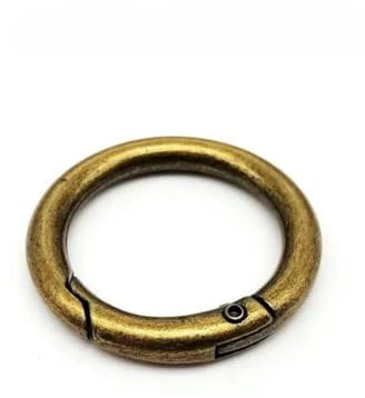 Metall-Federtor-O-Ring, zu öffnende Ledertasche, Handtasche, Gürtelband, Schnalle, Schlüsselanhänger, Gepäckanhänger, Hundekette, Schnappverschluss, Clip-Haken, Innendurchmesser 15 mm, antikes Messi