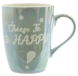 KASANOVA Tazza mug in azzurro perlato Choose To Be Happy azzurro