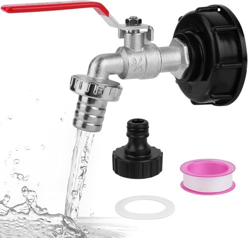 ZISONIX Adaptateur de Réservoir d'eau IBC Connecteur à Filetage 1/2 ou 3/4, Robinet Cuve 1000L pour Récupérateur d'eau de Pluie, Raccords de Tuyau D'arrosage Filetage Gros 60 MM