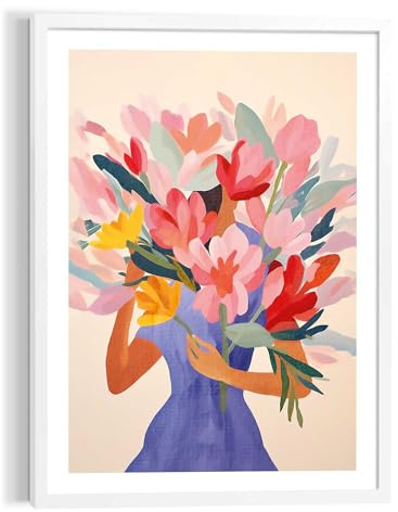 REINDERS Gerahmtes Bild, Blumenmädchen, Wohnzimmer, Wandbild, Wanddeko, Poster, MDF, Mehrfarbig, 70 x 50
