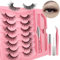 7 Paia di Ciglia Finte 3D Con Kit di Colla e Tweezer, Effetto Naturale, Riutilizzabili (1-5 Kit)