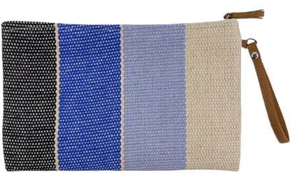 Vico Casa® VERSILIA Pochette mare donna, Borsetta spiaggia/Colore Blu/Pochette a mano da spiaggia 30x20cm con cerniera