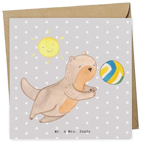 Mr. & Mrs. Panda Deluxe Karte Beachvolleyball - Geschenk, Gewinn, Klappkarte, Sportart, Geburtstagskarte, Hochwertige Grußkarte, Danke,