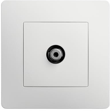 DEBFLEX - Caly - Prise Type F 2400 MHz - Prise Coaxiale Pour Connexion Antenne ou Parabole - ABS - Installation Encastrée - Blanche - 85 x 85 x 35 mm