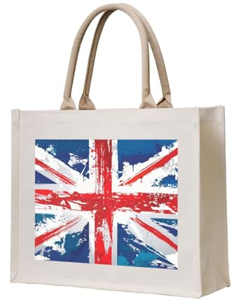 YWSOTRE Vereinigtes Königreich Union Jack, Tragetasche Canvas-Tasche Einkaufshandtasche Einkaufstüten, Mehrzweck-Schultertaschen