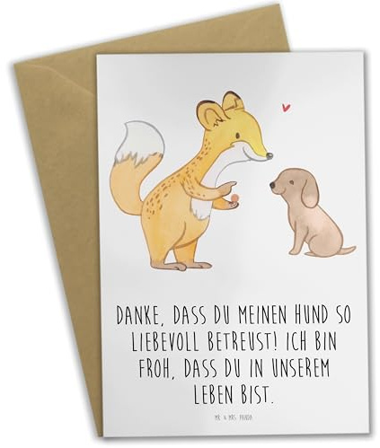 Mr. & Mrs. Panda Glückwunschkarte Danke Hundesitter - Geschenk, vatertagskarte, Freundschaft, Aufmerksamkeit, Einzigartig, weihnachtskarten, einladungskarten, Hund, babykarte, Dankeschön, Zuneigung