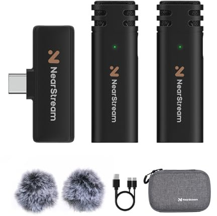 NearStream Wireless Lavalier Microphone for PC, Computer, Smartphone, Mini Microphone Wireless for Recording, Streaming, Podcast, Portable Microphone with 6H Duration, 35ft Range Mini Mic(AWM10T)