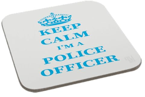 Perfect Mugs Keep Calm I'm a Police Officer Printed Coaster Humour Christmas Novelty Funny Gift Birthday Xmas Secret Santa Present Office Men Women Tea Coffee (Pink) (Pink) (Blue)