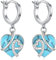 AOBOCO Herz Ohrringe Damen, 925 Sterling Silber Creolen baumeln mit Blau Kristallen, Geburtstag Geschenke für Frau Mutter (Türkis)