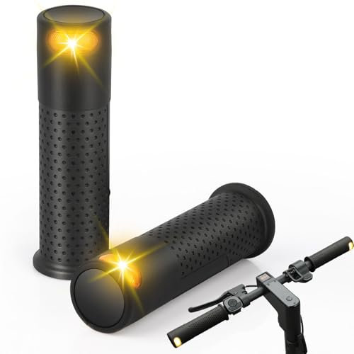 E Scooter Blinker mit Griff, Roller Blinklicht Roller Griff Licht Warnlicht Doppelblitzlicht Rücklicht mit Xiaomi M365/Pro2/1S Ninebot ES1 ES2 ES4 G30 Soft Handlebar Grips, Scooter Zubehör