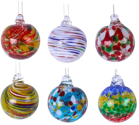 6 Stück Bemalte Glas-Weihnachtskugel, Transparente Glaskugel, Weihnachtsdekoration, Klare Glaskugel, Ornamente, Glas-Weihnachtsbaumkugel für Weihnachtsbaum, Patry-Dekoration (B)