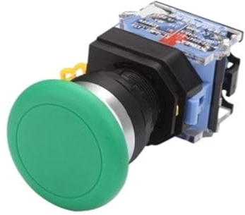 Self locking reset button switch LA38 power supply self locking knob emergency stop mushroom emergency start control hole 22mm(GREEN-01,Reset)