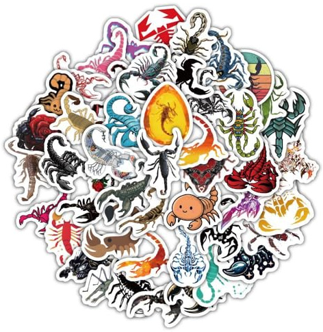 120Pcs Scorpion Stickers for Skateboard,Helmet,Laptop,Car,Water Bottle,Scrapbook,Notebook, Luggage,Bike,Phone,Adults Girl Gift,Cute Reptile Waterproof Vinyl Sticker,Cartoon Animal Aesthetic Decal