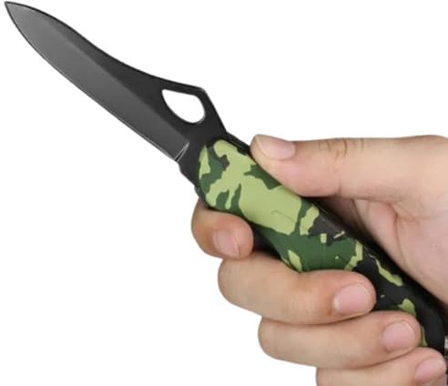 Galica Couteau multifonction-Outil multifonction -Scie-couteau-ouvre carton-Tire bouchon-couleur kaki-Camo-Couteau pliant-