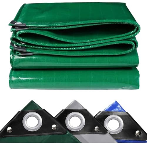 JXLQFA Lona Exterior, 5x12 m 450g/m² Lonas Impermeables Exterior de Alta Durabilidad, Lona Impermeable Reforzada, Lona Cubretodo Suelo de Rafia, Protector de Lluvia y Sol JXL11, Verde