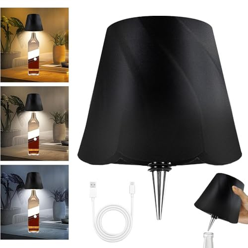 HEYIDAMAI Flaschenlampe Aufsatz LED Aufladbar, Flaschenleuchte zum Stecken, 3 Farben Dimmbare Touch Lampe Für Flaschen, Flaschenhals Lampe, Flaschenleuchte Kabellos, Tischleuchte Flasche, Bottle Lamp
