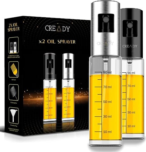 CREADY® Lot de 2 sprays d'huile de cuisine 100 ml | Distributeur d'huile | Pulvérisateur d'huile | Spray pour friteuse à air | Huilier Spray | Pulvérisateur d'huile Spray | Distributeur d'huile