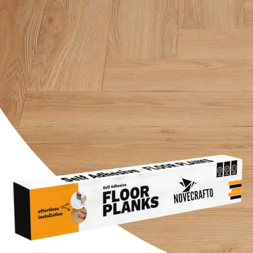 Self Adhesive Floor Planks - 20 Planks Pack Covering 29.92 sq ft / 2.78sqm | Each Stick On Tile Plank Measures 5.9x35.9in (91.4x15.2cm) | Peel And Stick Vinyl Flooring | Beige Wood Effect